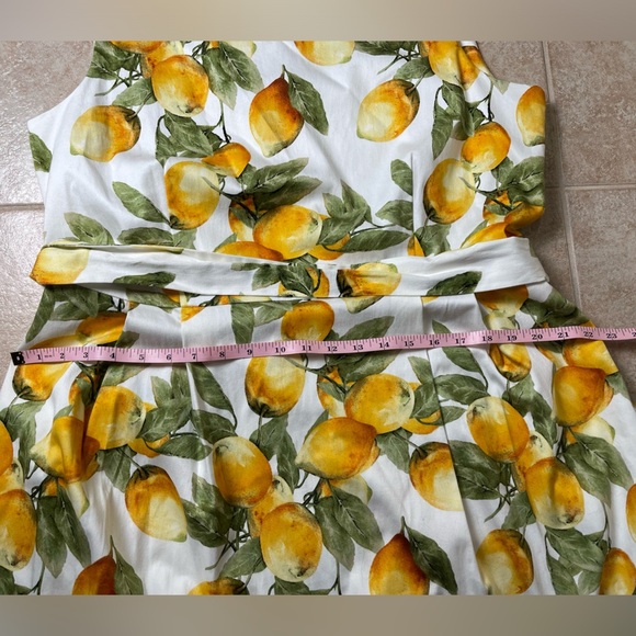 NWT Anne Klein Chelsea Lemon Print Tie Waist
Bow Detail Fit Flare Midi Dress~16 - Picture 8 of 9